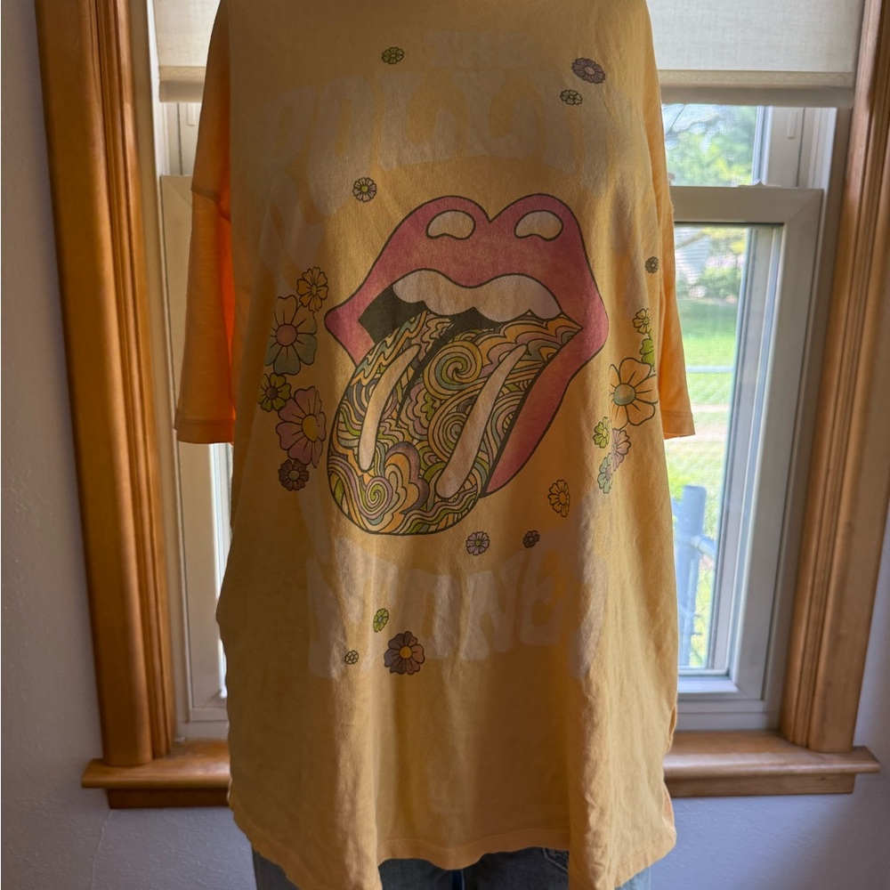 Yellow Graphic T-Shirt with Floral Design